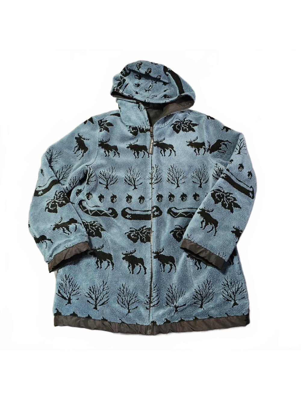 Vintage 1990s Denali Blanket Coat Women Sm Parka Reversible Moose Canoe Native